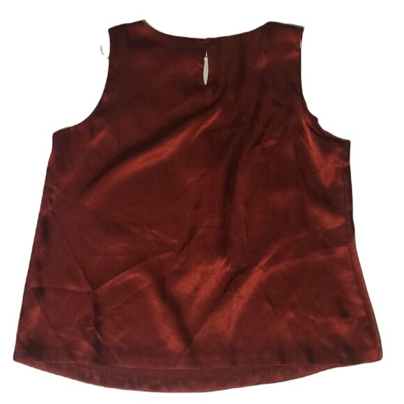 Dana Buchman Round Neck Red Sleeveless Blouse Top Sz XL - Picture 2 of 3
